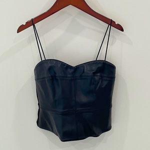 Bailey 44 Black Faux Leather Crop Top